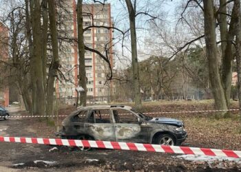 Foto: Purvciema slepkavu auto atrasts Mežaparkā sadedzināts