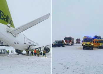Rīgas lidostā aviācijas negadījums: no manevrēšanas ceļa nobrauc ‘airBaltic’ lidmašīna Rīgas lidostā aviācijas negadījums: no manevrēšanas ceļa nobrauc ‘airBaltic’ lidmašīna