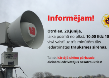 VUGD 28.jūnijā veiks trauksmes sirēnu pārbaudi, tai skaitā radio un TV