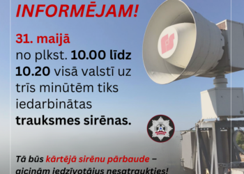 VUGD 31. maijā veiks trauksmes sirēnu pārbaudi