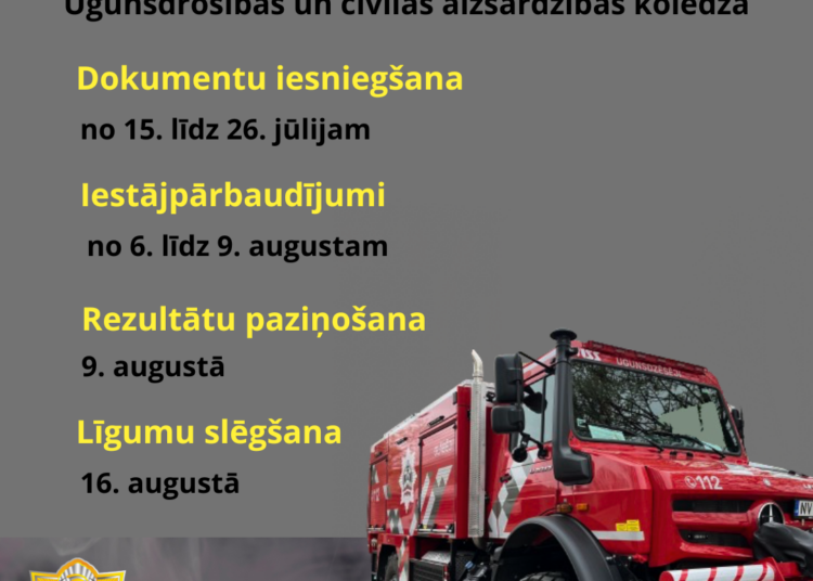 Šodien sākas uzņemšana Ugunsdrošības un civilās aizsardzības koledžā